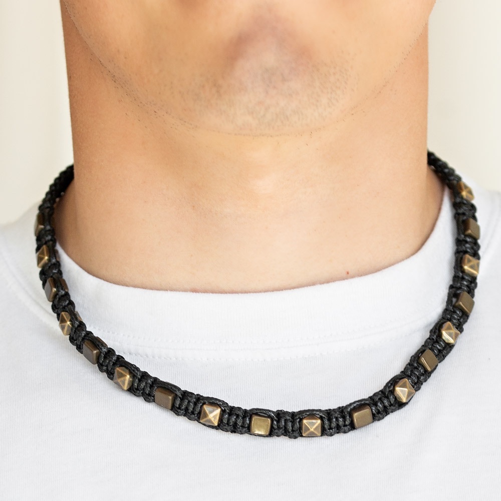 Black with brass accents